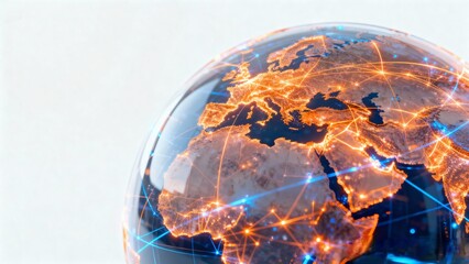 Global network connections visualized on a glowing earth