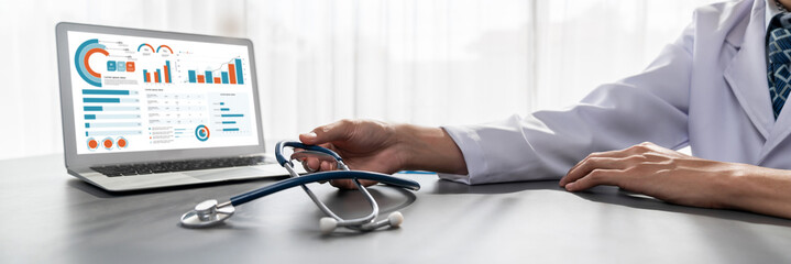 Business data dashboard provide business intelligence analytic for marketing strategy planning brisk with big data set to analyze customer demands and foreseeing business future