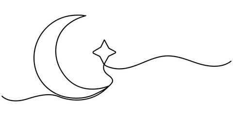  moon continuous one line drawing minimalist elegant outline vector illustration. 