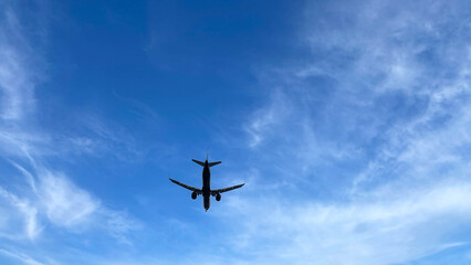 Plane in a sky goes to the landing