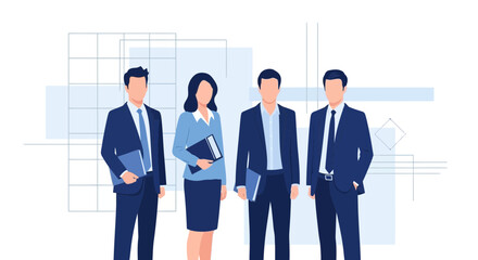 Illustration of a Business Team in Formal Attire Ready for a Work Meeting