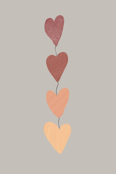 Illustrated autumn heart pattern in warm tones
