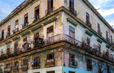 Old colonial building facade emphasizes historic charm