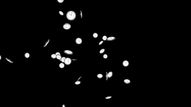Exploding Overlay Clocks Animation on Alpha Channel, Loop
