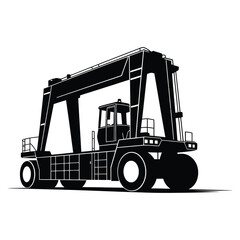 Straddle Carrier Silhouette Icon – Heavy Cargo Handling Vehicle Vector, Port Terminal Equipment, Industrial Loader, Container Transport Machine for Shipping, Logistics, Freight and Harbor Operations