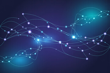 An abstract blue background with stars featuring electric fractal lines, glowing digital energy, and a dynamic power design