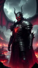 Fantasy Fire Demon in Full Armor

