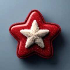 Creative star-shaped cushion with soft textured center displayed on a minimalist backdrop