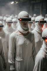 crowd of women in VR glasses