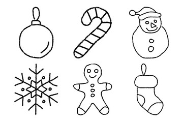 Christmas and New Year related hand drown icons vector icon set