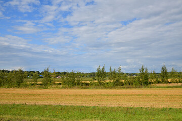 Rural outback in August - a village surrounded by fields, Russia, Central Black Earth Region