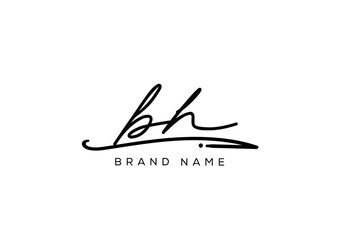 BH Luxury Elegant Signature Style Cursive Script Logo Design for Branding and Identity.