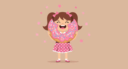 Joyful Child Embracing Delicious Donut With Sprinkles: A Sweet Moment