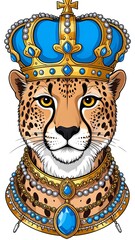 Cheetah with crown and jewels