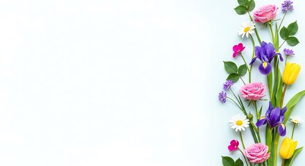 Naklejka premium A beautiful arrangement of spring flowers isolated on a white background