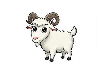 Cartoon goat on a white background