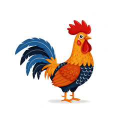 Cartoon rooster on a white background