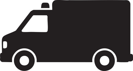 Layered Paper Cut-Out Ambulance Silhouettes Side View Emergency Vehicle Vector