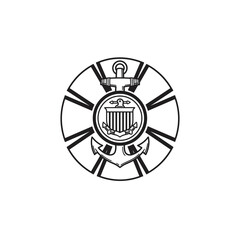 Obraz premium Anchored Cross emblem design in monochromatic style with marine elements 