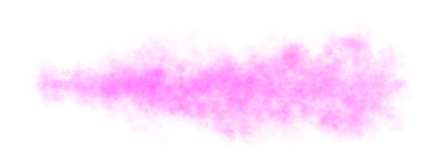 Pink smoke cloud expanding in horizontal direction with transparent background, dense toxic vapor or chemical emission