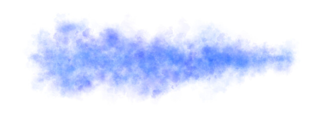 Blue smoke cloud expanding in horizontal direction with transparent background, dense toxic vapor or chemical emission
