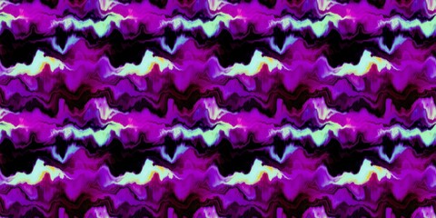 Moody ombre blur tie dye effect seamless border pattern. Wavy liquid paint flow banner edging background in bold hippy style. Striped wash tape textur for continuous design.