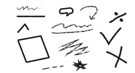 Hand Drawn Grunge Symbols and Shapes Collection chalk