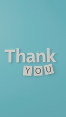 Creative thank you message crafted with colorful letters against a bright blue background - Low Contrast