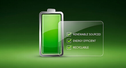 Full battery charge indicator with green energy concept