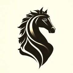 Dramatic and horse silhouette with flowing mane and intense expression