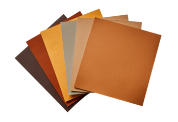 Swatch of earthy colored paper sheets isolated on a transparent background
