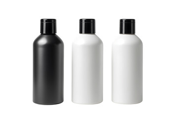 Black and White Cosmetic Bottles isolated on a transparent background