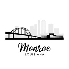 ‎Monroe Louisiana Skyline Silhouette — A Historic Ouachita River City Vector Illustration