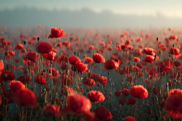 beautiful poppy field- Armistice or Remembrance day background