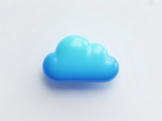 Bright blue cloud shape against a white background