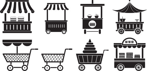  Black and White Shopping Icons for Retail and Online Store