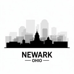 Fototapeta premium ‎Newark Ohio Skyline Silhouette — Historic Courthouse Square City Vector Illustration