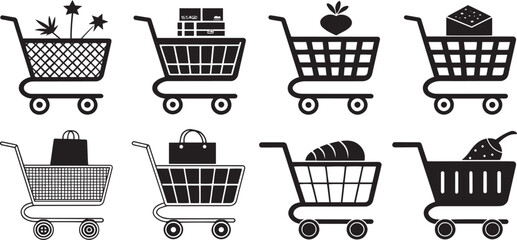  Black and White Shopping Icons for Retail and Online Store
