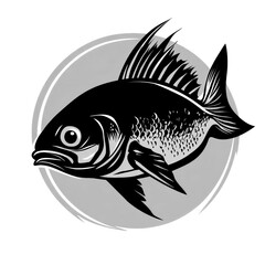 illustration of a fish swimming in a circular design with background