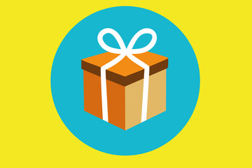 Gift box with an orange and beige design