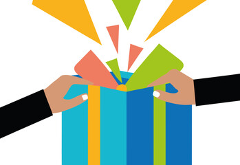 Two hands opening a gift box