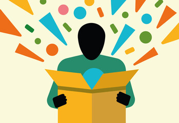 Person opening a yellow box
