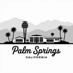 Obraz premium ‎Palm Springs California Skyline Silhouette — Desert Resort and Mountain City Vector Illustration