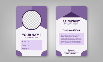 Modern Corporate ID Card Template in Purple and White Design