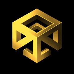 geometric cube with intricate design and gradients set against a background