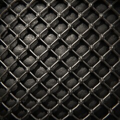 Fototapeta premium Grid Pattern Detail: A close-up showcases the industrial texture of a precisely crafted metal grid, exhibiting a dynamic interplay of light and shadow.