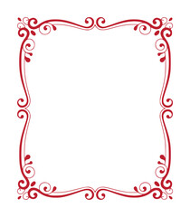 Elegant Red Swirls and Flourishes Decorative Border Frame