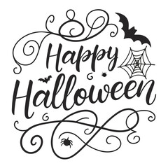 Happy halloween vector graphic for festive season with bat spider and web art