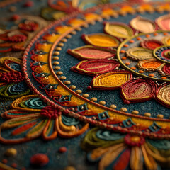 Colorful rangoli design for onam celebration.