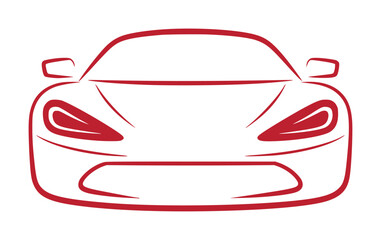 Red Line Art of a Modern Sports Car Front View